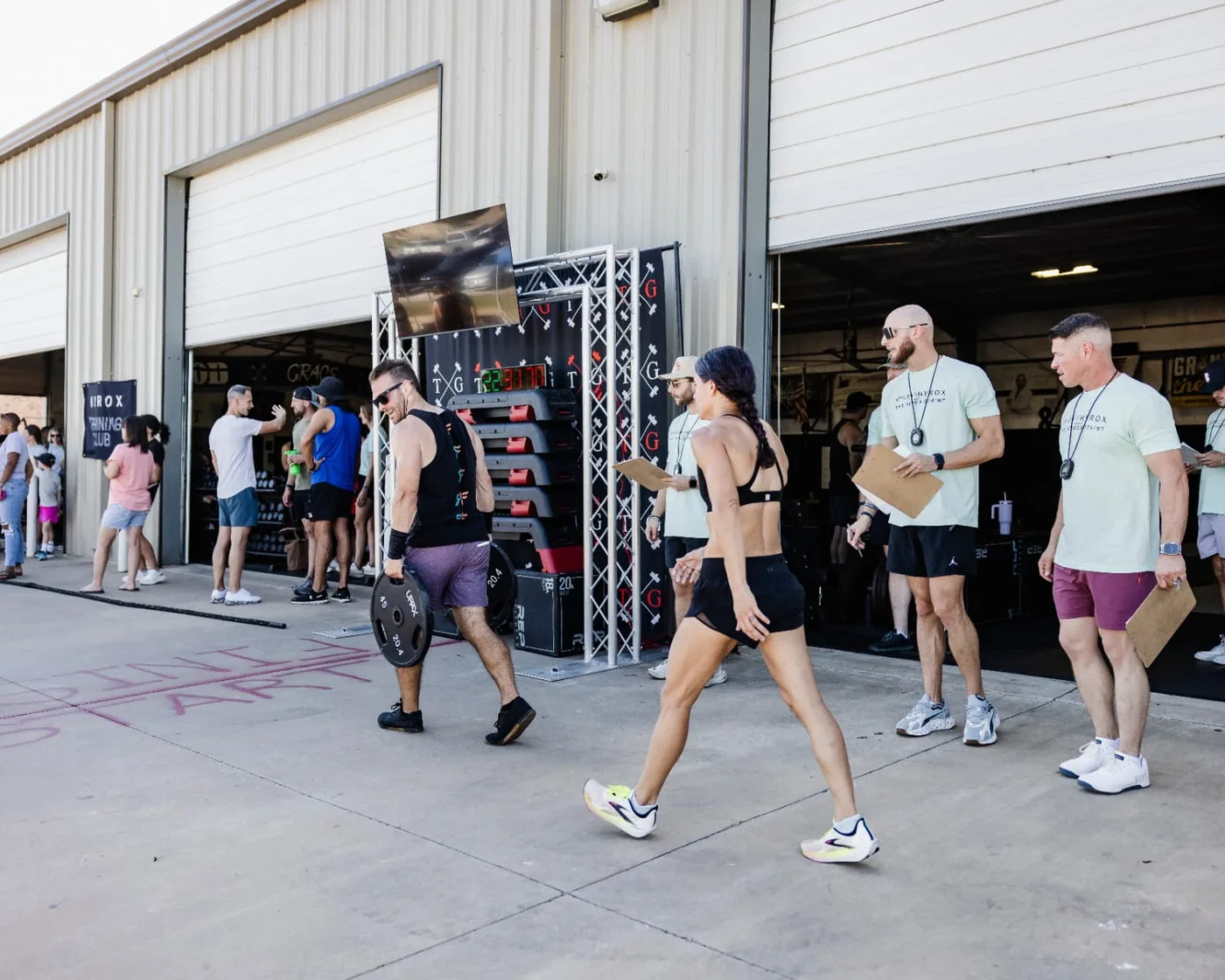 Sponsor banners on display at a Hyrox Sprint hosted by True Grit Fitness in Oklahoma City
